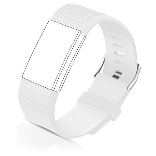 STAY Active Correas de Recambio para Fitbit Charge 2, Reloj Inteligente y Deportivo para Mujer y Hombre | Marca del Reino Unido - Diamante de Silicona (Blanca – Grande)