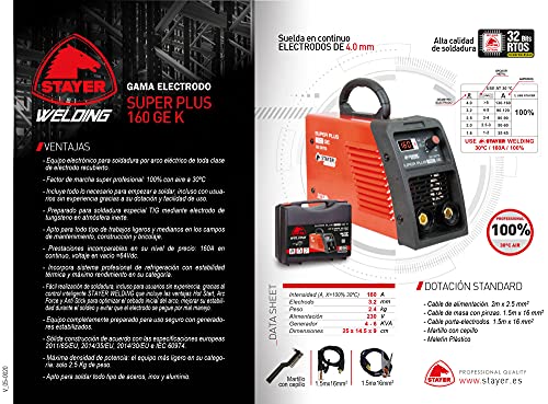 STAYER 1.2381 Equipo de Soldadura Inverter, Super Plus 160 GEK