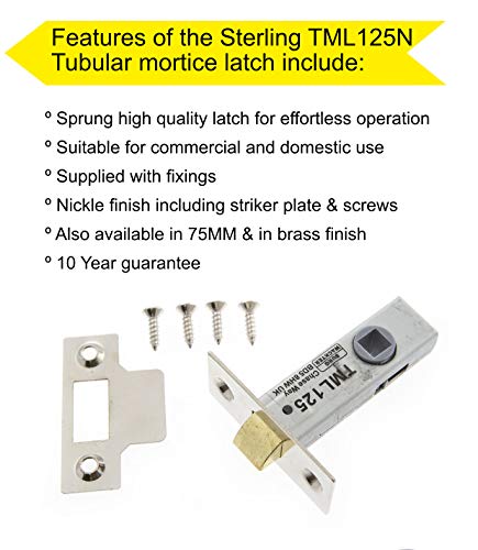 Sterling TML125N - 63Mm Niquelado Tubular Mortice Latch