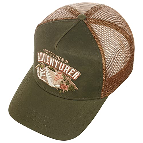 Stetson Gorra Trucker Camping Yeti Hombre - Camionero de béisbol Malla Snapback, con Visera, Forro, Forro otoño/Invierno - Talla única Verde Oliva