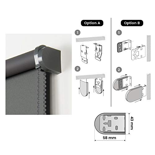 STORESDECO - Estor Enrollable Opaco, Estor Blackout, Persiana Opaca para Ventanas y Puertas | Color Gris Verde, 60 cm x 180 cm