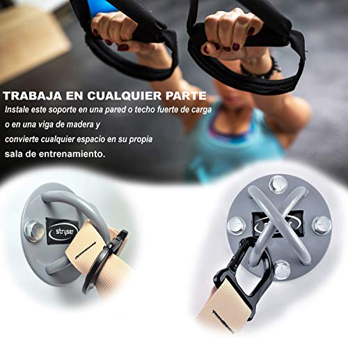 Stryser Maxbolt Anclaje de Pared Soporte de Techo para Entrenamiento en suspensión Trainer Cintas elásticas musculación Fitness Cuerdas Crossfit Incluye Tornillos con Tacos