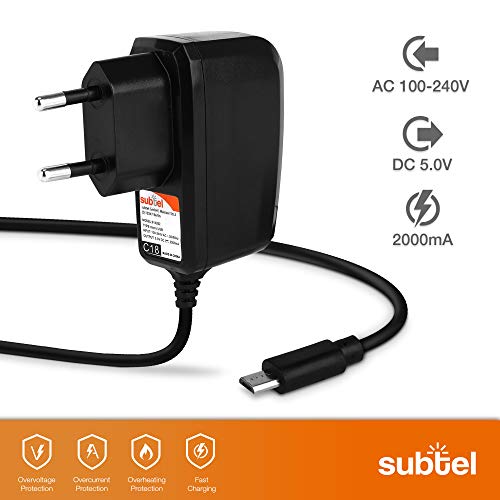 subtel® Cargador 1.2m Compatible con Xiaomi Mi 360° Security Camera 2K, 2K Pro/Mi Portable Electric Air Pump/Mi Smart Clock, Cable Carga Micro USB 5V 2A / 2000mA Fuente de Alimentación