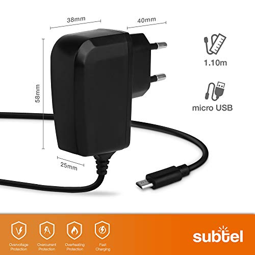 subtel® Cargador 1.2m Compatible con Xiaomi Mi 360° Security Camera 2K, 2K Pro/Mi Portable Electric Air Pump/Mi Smart Clock, Cable Carga Micro USB 5V 2A / 2000mA Fuente de Alimentación