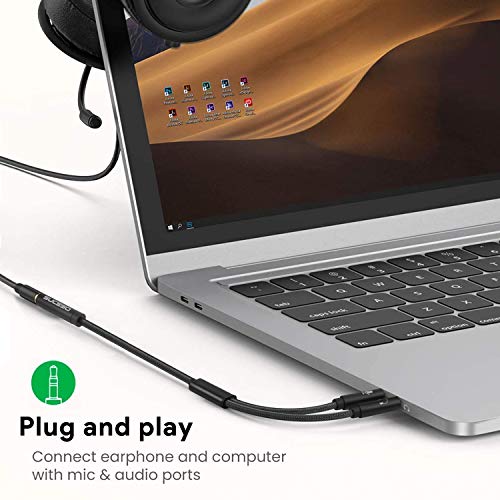SUCESO Cable Adaptador Jack Hembra 3.5mm a Jack Doble Macho para Auriculares,Auricular Micrófono Separadas 3.5mm Macho a Mic y Audio 3.5mm Hembra para PS4, Xbox One, Gaming Headset,PC o Laptop-35cm