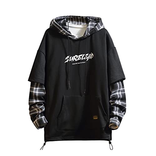 Sudadera con capucha de los hombres con estampado de letras de Streetwear sudadera con capucha, Black801, XL/3XL