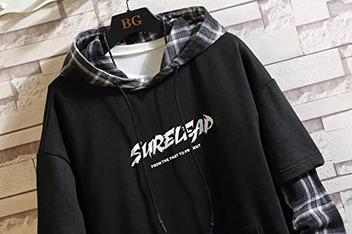 Sudadera con capucha de los hombres con estampado de letras de Streetwear sudadera con capucha, Black801, XL/3XL