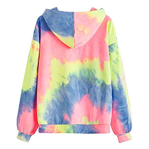 Sudaderas Hoodie Azul Tie Dye Sudaderas con Capucha para Mujer Harajuku Hip Hop Pastel Sudadera Suelta Manga Larga Jerseys Tops Mujer Tallas