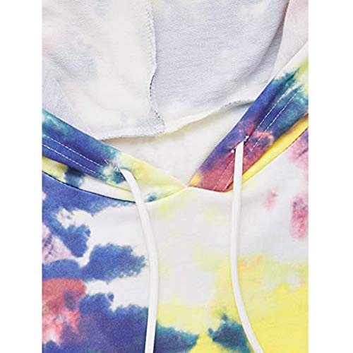 Sudaderas Hoodie Azul Tie Dye Sudaderas con Capucha para Mujer Harajuku Hip Hop Pastel Sudadera Suelta Manga Larga Jerseys Tops Mujer Tallas