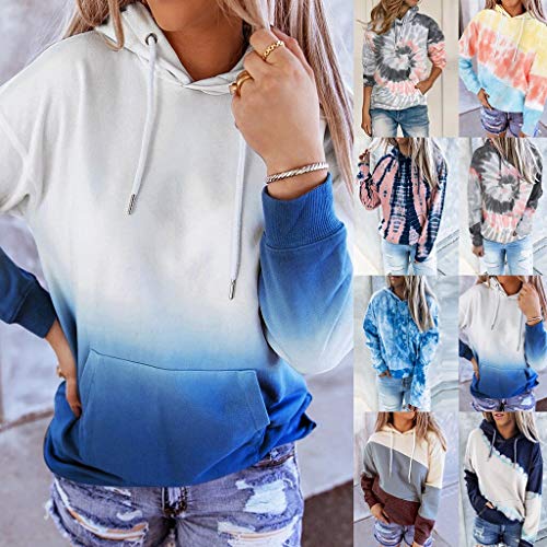 Sudaderas Hoodie Nuevas Sudaderas De Talla Grande para Mujer, Sudaderas con Estampado Tie-Dye, Camisetas De Manga Larga con Cuello Redondo,