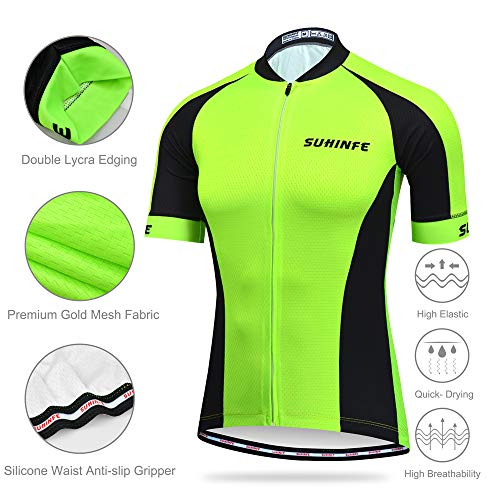 SUHINFE Ropa Ciclismo Hombre, Transpirable y de Secado rápido Maillot Ciclismo y Grueso Culotte Acolchado 5D para Verano