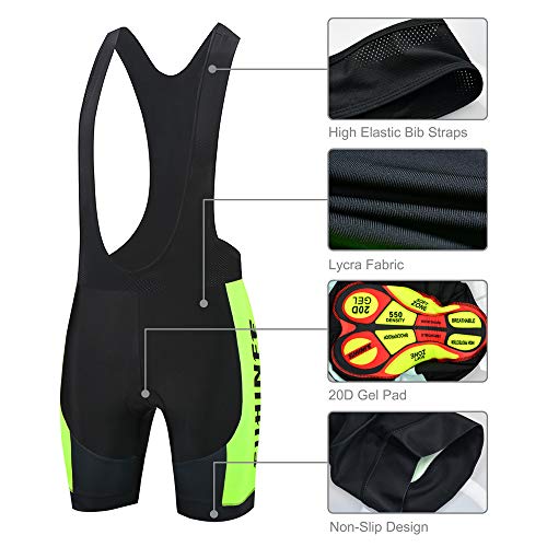 SUHINFE Ropa Ciclismo Hombre, Transpirable y de Secado rápido Maillot Ciclismo y Grueso Culotte Acolchado 5D para Verano