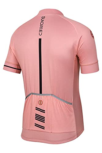 SUNDRIED Hombre Manga Corta Ciclismo Jersey Bike Bike Cicling Top Pink Mountain Bike Bike Kit de Ciclismo (Rosa, L)