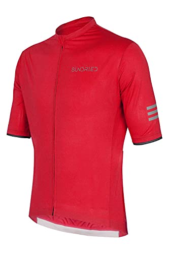 SUNDRIED Kit Ciclo de Ciclo de la Bici Jersey de Bici del Camino Cima de la montaña de los Hombres (Rojo, XS)