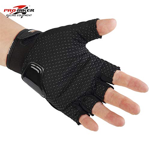 SunFlower Pro-Biker - Guantes cortos de piel para motocicleta (tallas XL), color negro