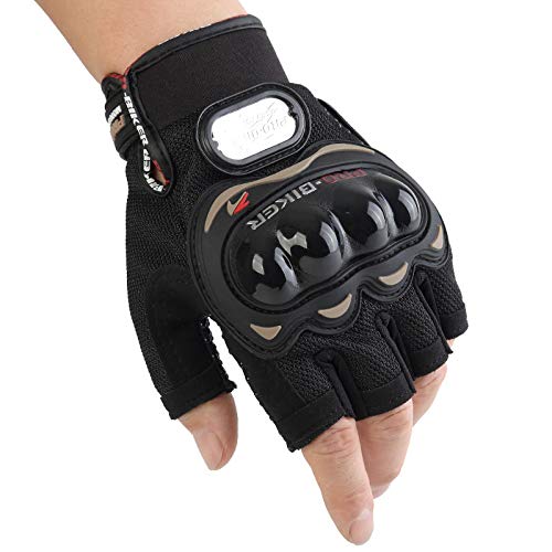SunFlower Pro-Biker - Guantes cortos de piel para motocicleta (tallas XL), color negro