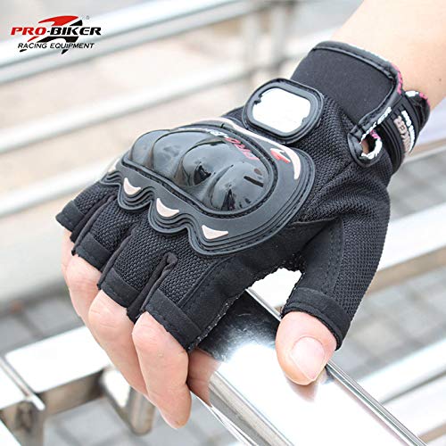 SunFlower Pro-Biker - Guantes cortos de piel para motocicleta (tallas XL), color negro