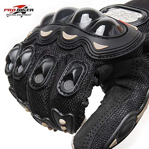 SunFlower Pro-Biker - Guantes cortos de piel para motocicleta (tallas XL), color negro