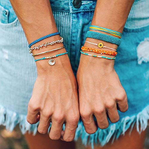 SUNSH Pulseras de la amistad hechas a mano, ajustable, impermeables, con cuerda de girasol, océano, ola, playa, bohemio, hawaiano, joyas de regalo para mujeres y niñas 10 cm Multicolor