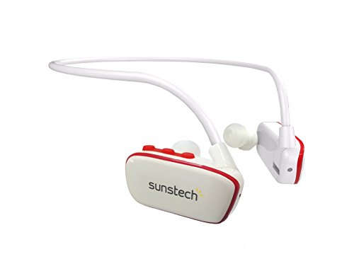 Sunstech ARGOS4GBWTRD - Reproductor MP3 deportivo resistente al agua, Blanco y Rojo, 4 GB