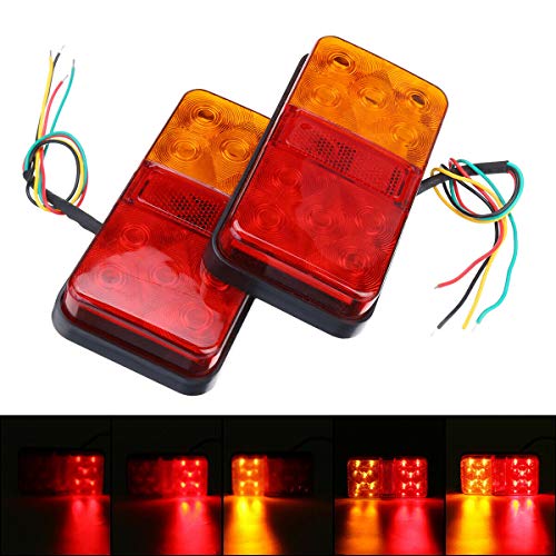 SUPAREE Luces Traseras para Remolque 12V LED Piloto Trasero luces de Matrícula Placa Trasera Luz de Freno para Camion Van Caravana 2PCS