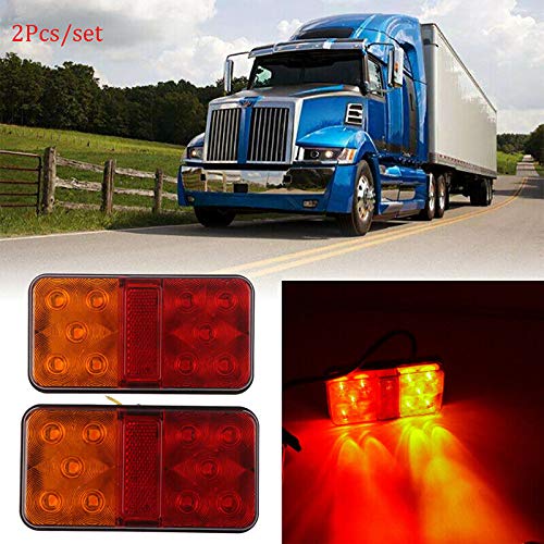 SUPAREE Luces Traseras para Remolque 12V LED Piloto Trasero luces de Matrícula Placa Trasera Luz de Freno para Camion Van Caravana 2PCS