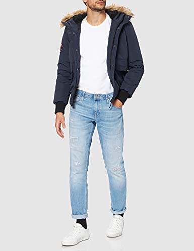 Superdry Everest Bomber Chaqueta, Azul Marino y Cromo, M para Hombre