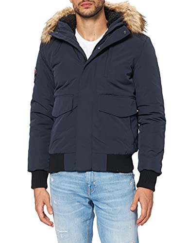 Superdry Everest Bomber Chaqueta, Azul Marino y Cromo, M para Hombre