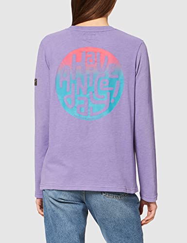 Superdry Heritage Mountain LS Top Camiseta, Prism Violet, M para Mujer