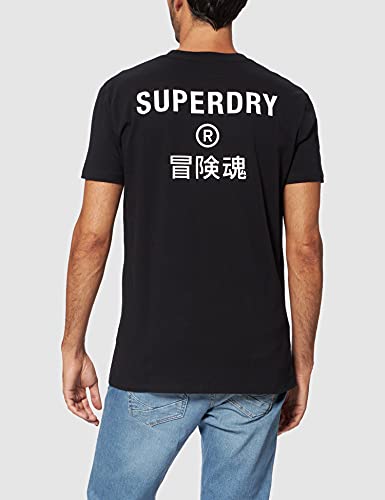 Superdry M1011139a Camiseta con Logo de Corporate, Negro, L para Hombre
