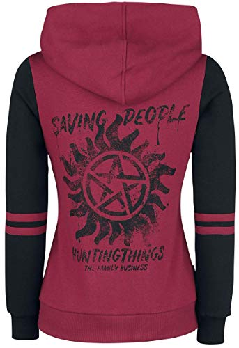 Supernatural Saving People Mujer Capucha con Cremallera Rojo/Negro S