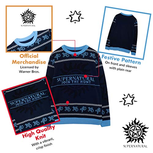 Supernatural Unete a la Caza Puente de Punto para Hombres Armada 3XL | Feo Feria suéter de Navidad Puente Isla de Navidad Ideas de Regalos para Hombre Ropa