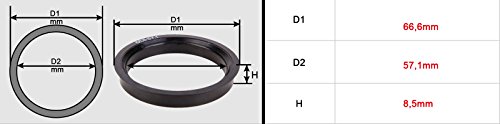 SurePromise One Stop Solution for Sourcing Kit de 4pcs Anillo centrador de Llanta 66,6 al 57,1 mm para Llanta para Audi Mercedes VW Seat Skoda