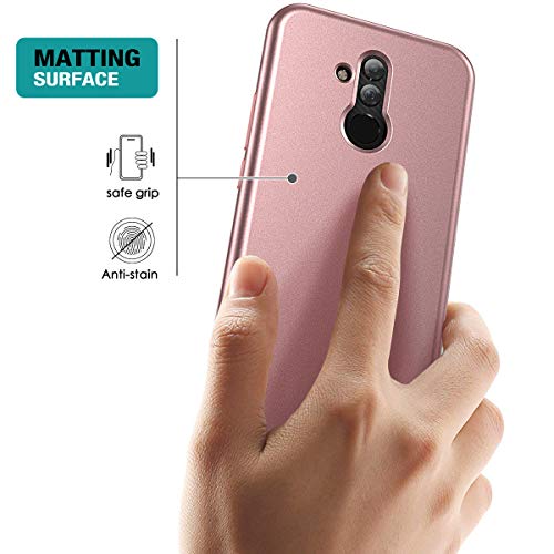 SURITCH Funda para Huawei Mate 20 Lite 360 Grados con Protector de Pantalla Incorporada Carcasa Resistente Case Silicona y TPU Antigolpes para Huawei Mate 20 Lite 6.6 Pulgadas Rosa Oro