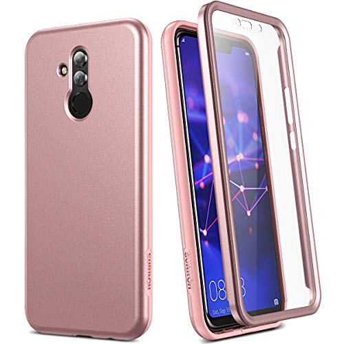 SURITCH Funda para Huawei Mate 20 Lite 360 Grados con Protector de Pantalla Incorporada Carcasa Resistente Case Silicona y TPU Antigolpes para Huawei Mate 20 Lite 6.6 Pulgadas Rosa Oro