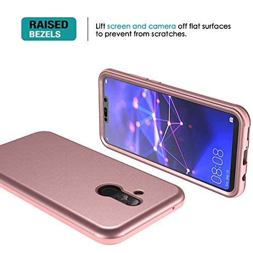 SURITCH Funda para Huawei Mate 20 Lite 360 Grados con Protector de Pantalla Incorporada Carcasa Resistente Case Silicona y TPU Antigolpes para Huawei Mate 20 Lite 6.6 Pulgadas Rosa Oro