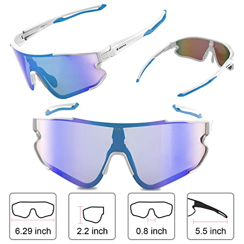 SUUKAA Ciclismo Gafas CE Certificación Polarizadas con 3 Lentes Intercambiables UV 400 Gafas,Corriendo,Moto,MTB Bicicleta Montaña,Camping y Actividades al Aire Libre para Hombres y Mujeres TR-90