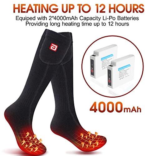 Svpro Calcetines eléctricos recargables, calcetines a batería de 4000mAh para hombres y mujeres, calcetines calefaccionados para el frío Algodón