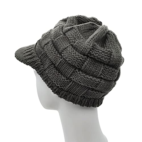 SWEDREAM Sombrero Invierno Gorros de Punto Gorras para Mujeres Crochet Cálido Suave Sombreros de Esqui (Gris)