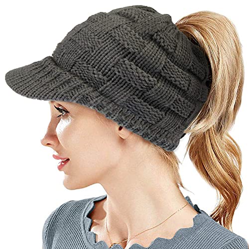 SWEDREAM Sombrero Invierno Gorros de Punto Gorras para Mujeres Crochet Cálido Suave Sombreros de Esqui (Gris)