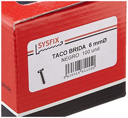Sysfix 3530602 Taco Brida TBR, Color Negro, 6 mm, Set de 100 Piezas