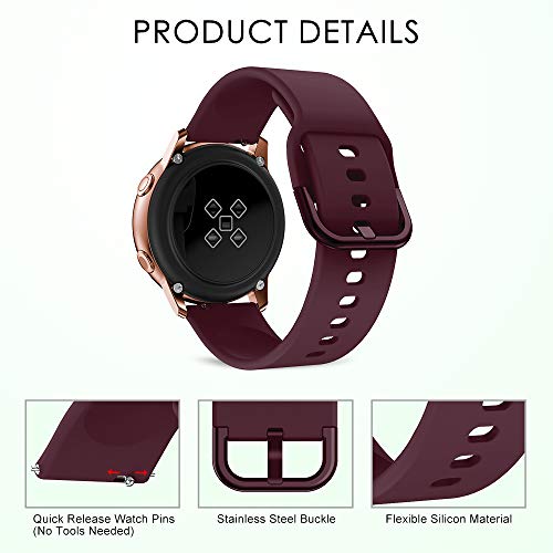 Syxinn Compatible con Galaxy Watch Active/Active2 40mm 44mm Correa de Reloj 20mm Silicona Banda Pulsera para Galaxy Watch 42mm/Gear Sport/Gear S2 Classic/Ticwatch 2