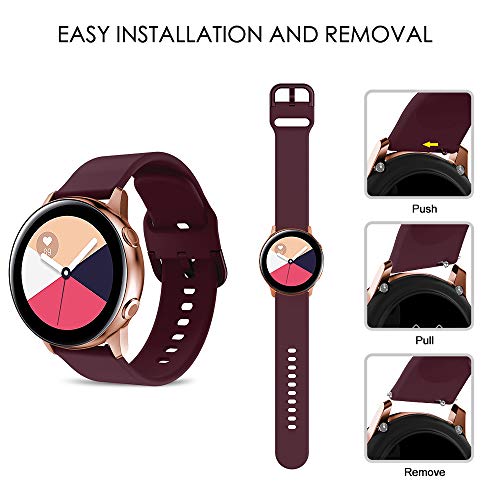 Syxinn Compatible con Galaxy Watch Active/Active2 40mm 44mm Correa de Reloj 20mm Silicona Banda Pulsera para Galaxy Watch 42mm/Gear Sport/Gear S2 Classic/Ticwatch 2