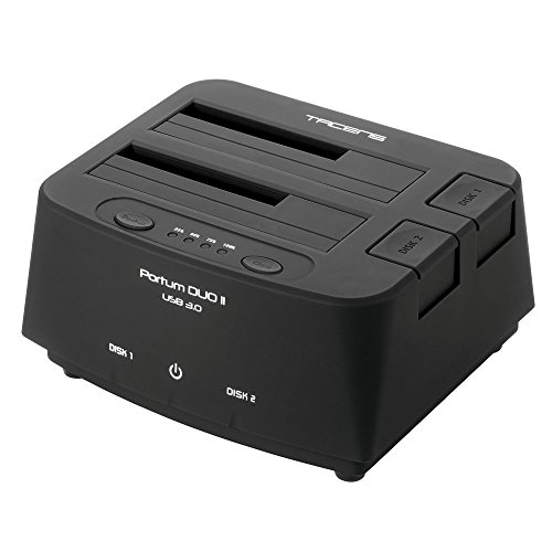 Tacens 5PORTUMDUO2 - Base de conexión Docking Station (USB 3.0, optimizado para 2 discos duros, Botón OTB, sistema de clonación) color negro