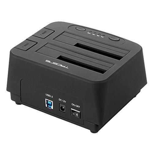 Tacens 5PORTUMDUO2 - Base de conexión Docking Station (USB 3.0, optimizado para 2 discos duros, Botón OTB, sistema de clonación) color negro