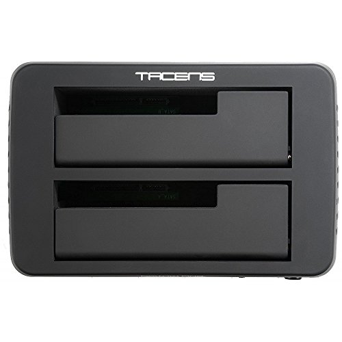 Tacens 5PORTUMDUO2 - Base de conexión Docking Station (USB 3.0, optimizado para 2 discos duros, Botón OTB, sistema de clonación) color negro