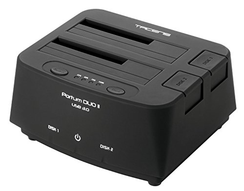 Tacens 5PORTUMDUO2 - Base de conexión Docking Station (USB 3.0, optimizado para 2 discos duros, Botón OTB, sistema de clonación) color negro