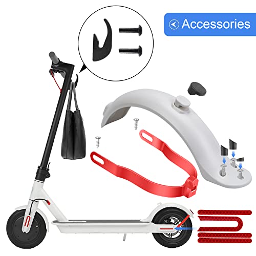 TAGVO Guardabarros Trasero para Scooter, Soporte De Guardabarros Trasero y luz Trasera y Gancho Delantero y Correa Reflectante Accesorios De Repuesto para Scooter Eléctrico, Xiaomi M365/M365 Pro