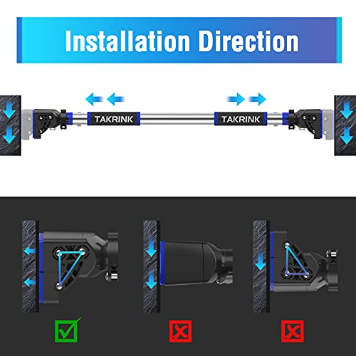 TAKRINK Barra de Dominada para Puerta Ajustable 72-92cm Barra de Pared sin Instalación de Tornillo 440 Libras Barra de Entrenamiento para Hogar Oficina y Otros