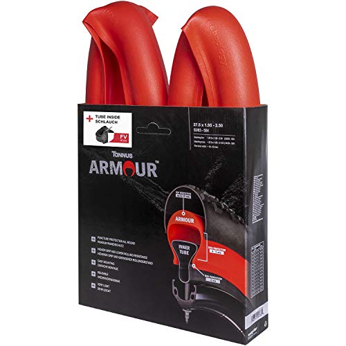 Tannus Armour 3 in 1 Set Puncture Round Protection, Agarre Alto con Baja Resistencia a la Rodadura, Montaje Fácil, Reutilizable, 27.5 x 1.95-2.50, Rojo